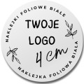 FOLIA - Okrągłe NAKLEJKI Foliowe z LOGO -  Białe wlepki reklamowe 4cm - (czarny nadruk).jpg