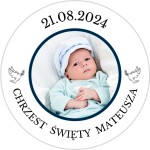 NAKLEJKI na chrzciny - CHRZEST ŚWIĘTY ze zdjęciem 