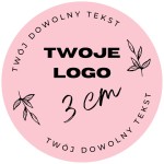  TWOJE WŁASNE LOGO - Różowe naklejki 3cm (czarny nadruk)