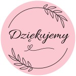 małe RÓŻOWE NAKLEJKI Dziękujemy - 3cm - podziękowanie dla klientów i gości