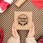 Naklejki WESOŁYCH ŚWIĄT - Papier EKO KRAFT - renifery - etykiety 5cm