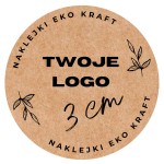 TWOJE WŁASNE LOGO - Naklejki 3cm - EKO KRAFT (czarny nadruk)