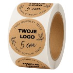 TWOJE WŁASNE LOGO - NAKLEJKI 5CM - EKO KRAFT  (czarny nadruk)