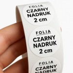 FOLIA - Naklejki 2cm - (czarny nadruk) - WŁASNE LOGO lub tekst