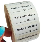 Naklejki Foliowe - DATA OTWARCIA - etykiety 40x15mm