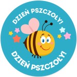 DZIEŃ PSZCZOŁY - Niebieskie NAKLEJKI dla dzieci do przedszkola 