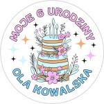 NAKLEJKI urodzinowe dla dziewczynki z imieniem i  nazwiskiem - URODZINY dziecka