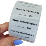 Naklejki Termin przydatności .... dni - Foliowe Etykiety 40x15mm
