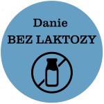 Naklejki cateringowe - Danie BEZ LAKTOZY - etykiety niebieskie 5cm