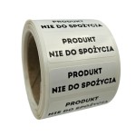Naklejki PRODUKT NIE DO SPOŻYCIA - Etykiety foliowe 40x15mm