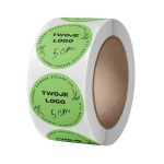 TWOJE WŁASNE LOGO - Naklejki 5cm (czarny nadruk) - zielone tło