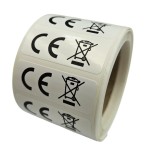 Nalepki CE + kosz WEEE (elektrośmieci) - Foliowe Etykiety  - Naklejki 40x15mm 