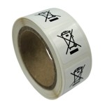 Naklejki kosz WEEE (elektrośmieci) - Nalepki - Etykiety foliowe 2x2cm