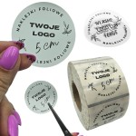 Naklejki Z LOGO przezroczyste, bezbarwne, transparentne - Etykiety 5cm (czarny nadruk)