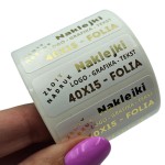 ZŁOTY NADRUK - ZŁOCONE Złote naklejki foliowe z logo - 40x15mm