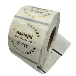 ZŁOTY NADRUK z LOGO - Złocone naklejki przezroczyste, bezbarwne, transparentne - 5cm