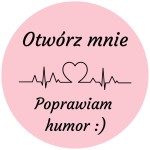 Otwórz mnie Poprawiam humor - Małe RÓŻOWE NAKLEJKI na paczki - etykiety 3cm/200szt