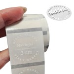 BIAŁY NADRUK Etykiety 3cm - Naklejki Z LOGO przezroczyste, bezbarwne, transparentne