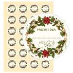 PREZENT DLA - Świąteczne nalepki na prezenty BOŻE NARODZENIE - naklejki