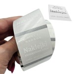 BIAŁY NADRUK Etykiety 3x3cm - Naklejki kwadratowe Z LOGO przezroczyste, bezbarwne, transparentne