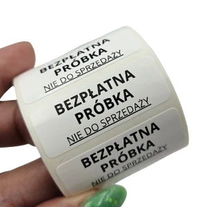 BEZPŁATNA PRÓBKA nie do sprzedaży - etykiety foliowe 40x15mm