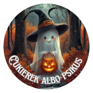 Cukierek albo Psikus - Naklejki Halloween - Duch z dynią