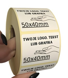 NAKLEJKI Z LOGO - Etykiety 50X40mm (czarny nadruk)