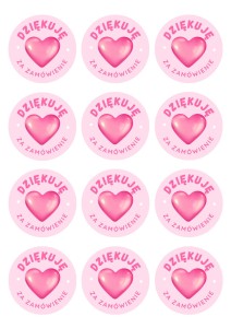 Różowe DZIĘKUJĘ ZA ZAMÓWIENIE (z sercem)