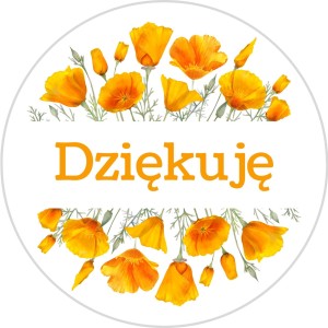 Naklejki ozdobne z napisem DZIĘKUJĘ - Arkusz A4