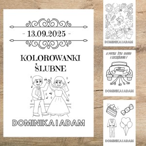 Personalizowana KOLOROWANKA ślubna z imionami na wesele - 20 str DO DRUKU - Plik PDF