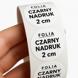 FOLIA - Naklejki 2cm - (czarny nadruk) - WŁASNE LOGO lub tekst
