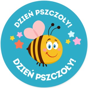 DZIEŃ PSZCZOŁY - Niebieskie NAKLEJKI dla dzieci do przedszkola 