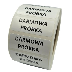 Naklejki Foliowe z napisem DARMOWA PRÓBKA - Etykiety 40x15mm
