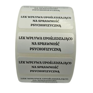 Etykiety Foliowe - Lek wpływa upośledzająco na sprawność psychofizyczną - Naklejki 40x15mm