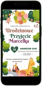 E-ZAPROSZENIE elektroniczne na URODZINY chłopca - przyjęcie urodzinowe dziecka SAFARI