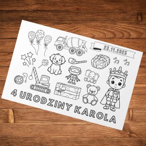 Personalizowana KOLOROWANKA do druku na urodziny dla chłopca z imieniem dziecka - Plik PDF