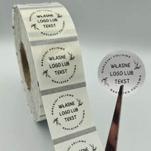 Naklejki  Z LOGO przezroczyste, bezbarwne, transparentne - Etykiety 3cm (czarny nadruk)