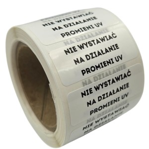 naklejki NIE WYSTAWIAĆ NA DZIAŁANIE PROMIENI UV - Etykiety foliowe 40x15mm