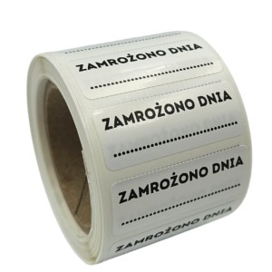 Etykiety foliowe na mrożonki - ZAMROŻONO DNIA -  Naklejki 40x15mm