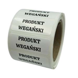 Naklejki PRODUKT WEGAŃSKI - Etykiety foliowe 40x15mm