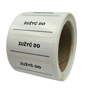 Naklejki z napisem ZUŻYĆ DO - Etykiety foliowe 40x15mm