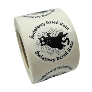 Naklejki na ŚWIATOWY DZIEŃ KOTA - foliowe etykiety 4cm