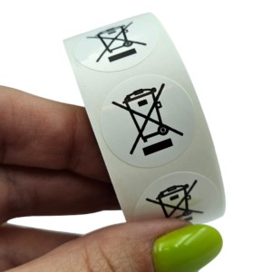  Naklejki kosz WEEE (elektrośmieci) - Nalepki - Etykiety foliowe fi20mm