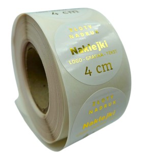 ZŁOTY NADRUK  fi40mm - ZŁOCONE Złote naklejki foliowe z logo 