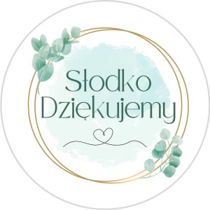 Naklejki Słodko Dziękujemy - etykiety dekoracyjne na upominki, paczki, słodycze, wesela