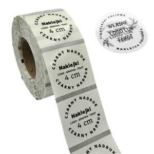 Naklejki Z LOGO przezroczyste, bezbarwne, transparentne - Etykiety 4cm (czarny nadruk)