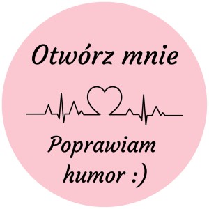 Otwórz mnie Poprawiam humor - Małe RÓŻOWE NAKLEJKI na paczki - etykiety 3cm/200szt