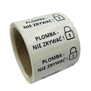 PLOMBA „NIE ZRYWAĆ” – Naklejki z kłódką 40x15mm | 200 szt. etykiet foliowych informacyjnych