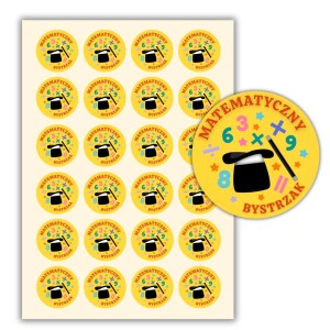 Matematyczny bystrzak - Szkolne naklejki dla dzieci - Arkusz A4