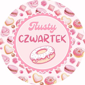 TŁUSTY CZWARTEK – Różowe naklejki z Pączkiem –  Etykiety Okolicznościowe